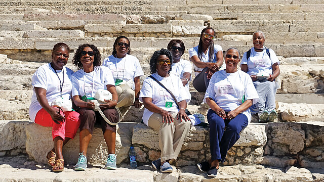 women on teaching steps